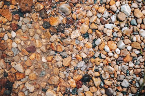 Free Vibrant pebbles submerged in clear water along a Michigan shoreline. Stock Photo
