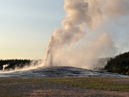 Free Spectacular eruption of Old Faithful geyser in Yellowstone National Park. Stock Photo