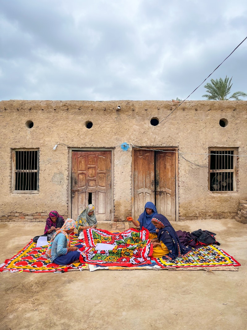Women embroidery gathering