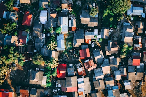 Aerial View of Roofs Of Houses