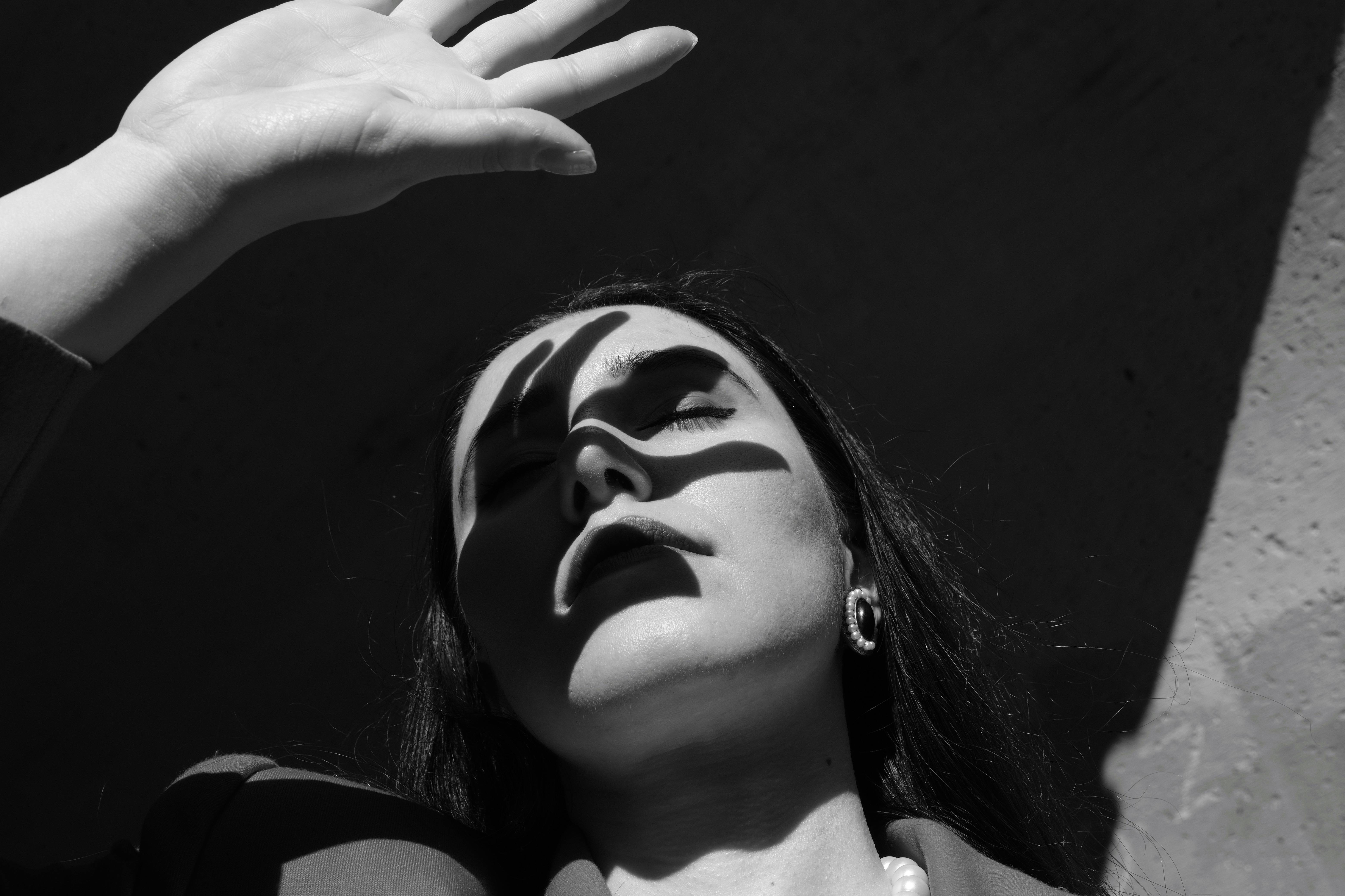 Dramatic Black and White Portrait with Shadows · Free Stock Photo