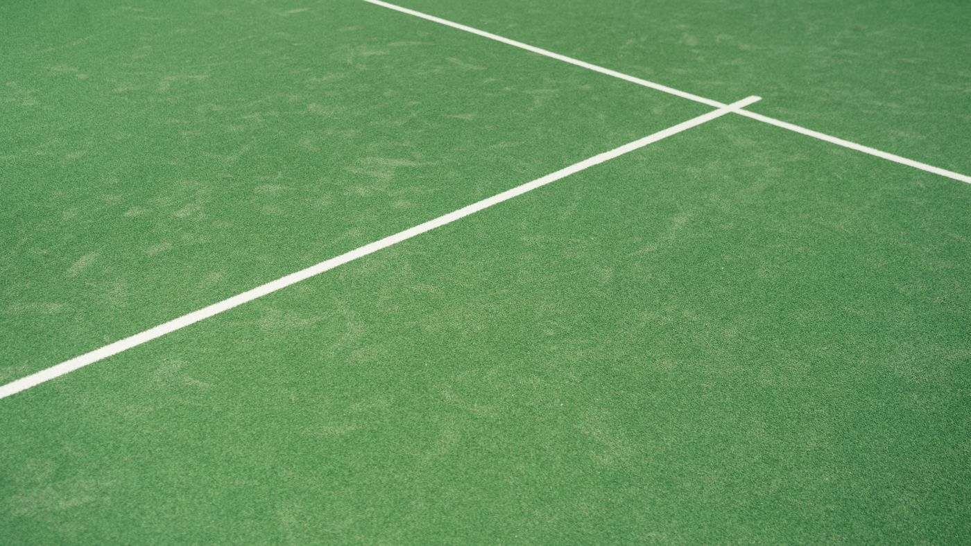 Freshly lined court in morning light