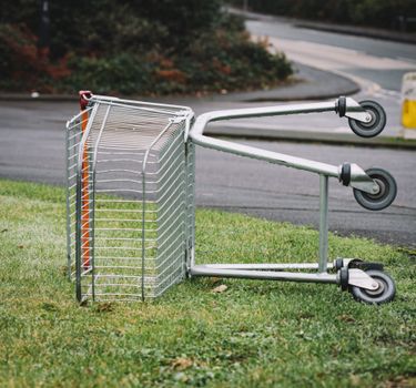 Photo of Abandoned Shopping Cart on Grass