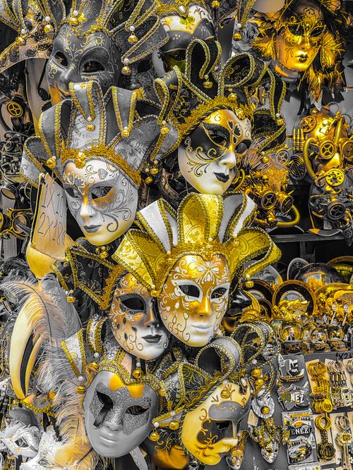 Free Colorful display of traditional Venetian carnival masks in Venice, Italy. Stock Photo
