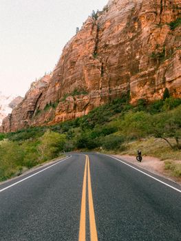 Beautiful drive through Zion National Park with stunning cliffside views.