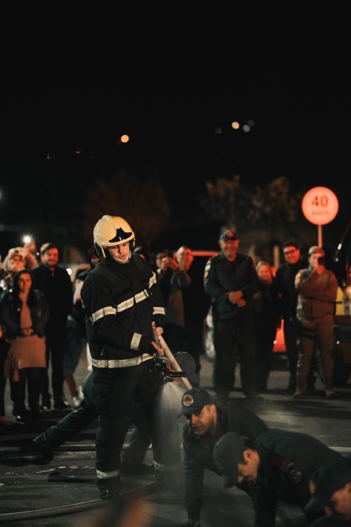 Firefighter Training Demonstration at Night · Free Stock Photo