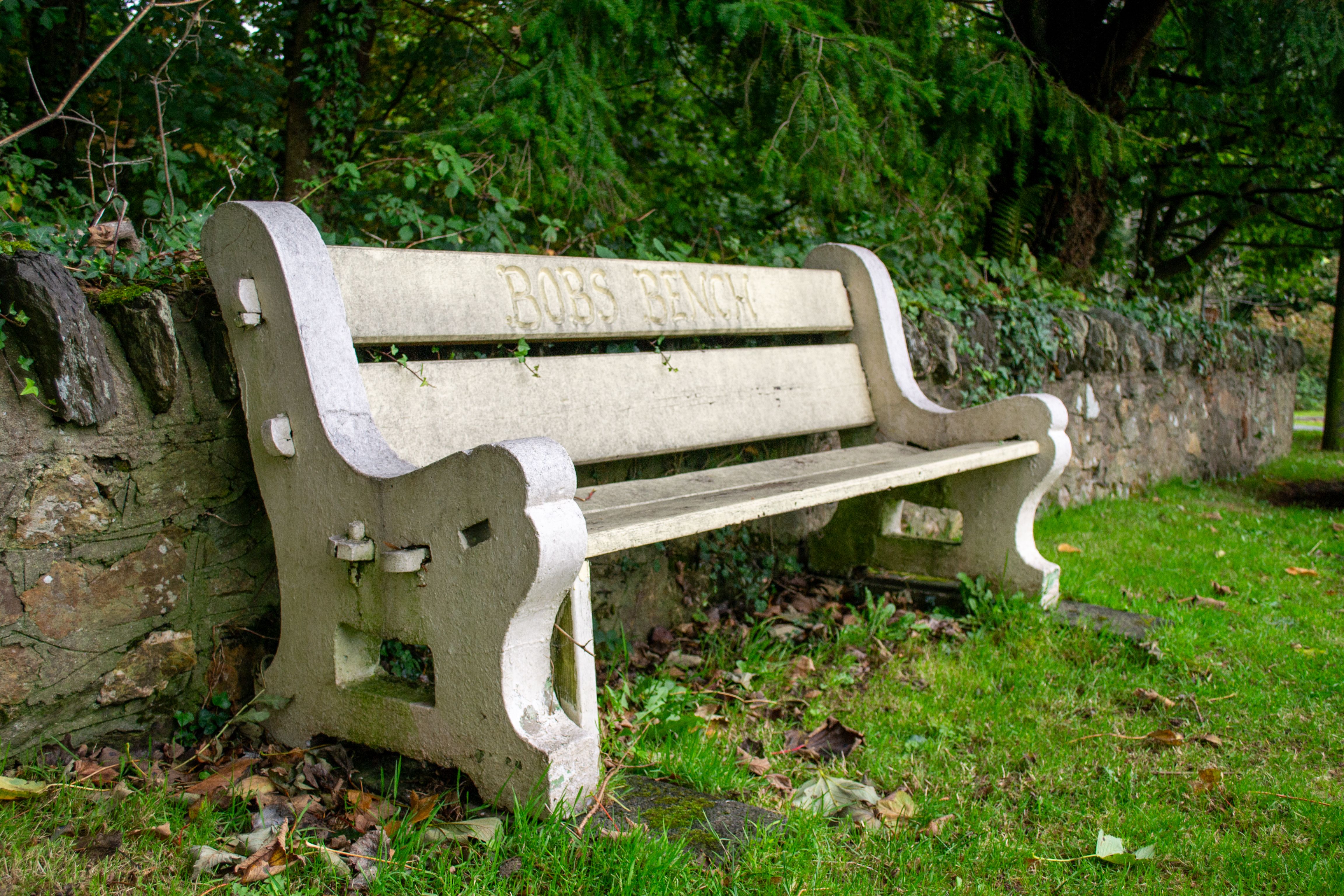 Brown-White Wood Bench