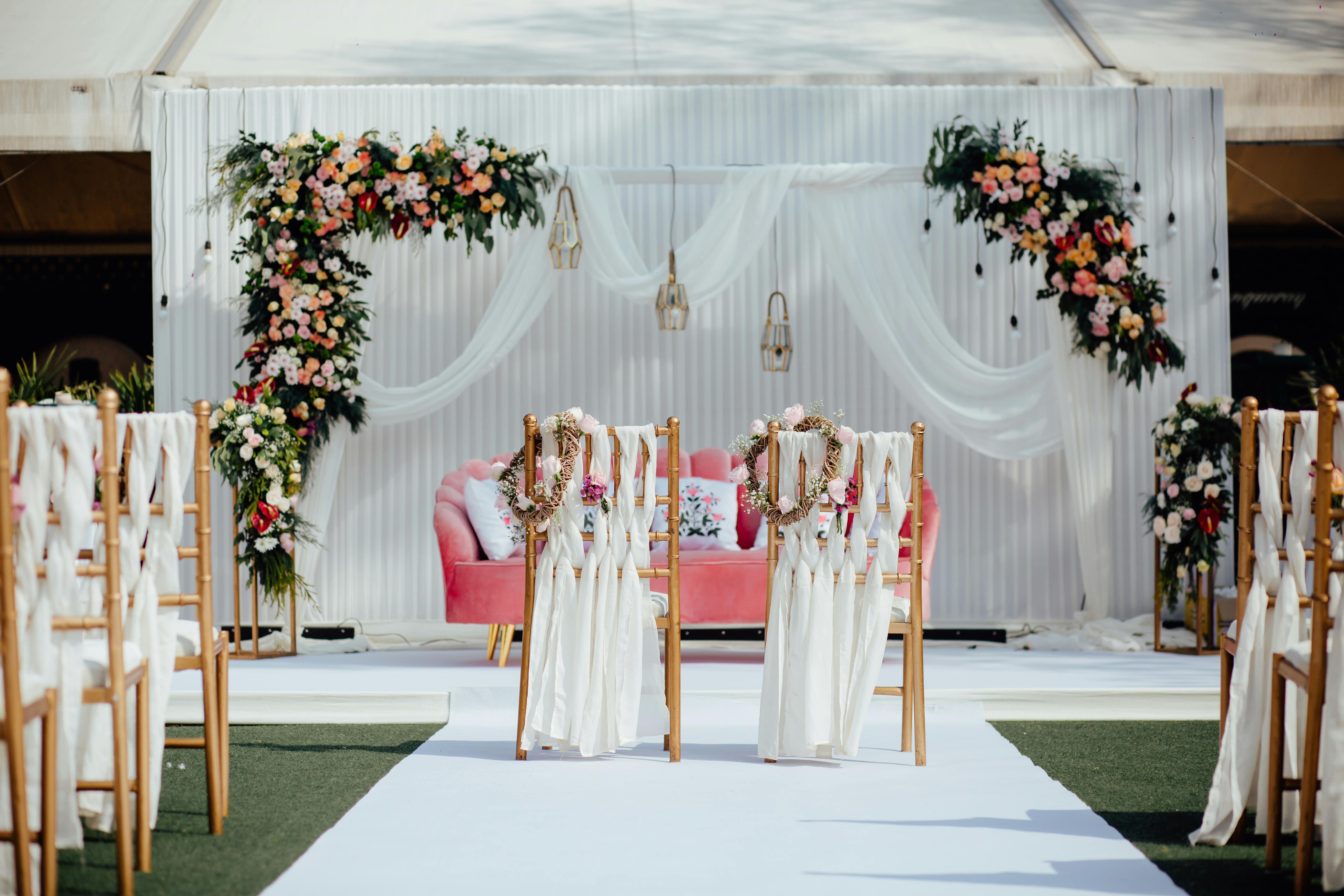 Special White chair decorated with flowers