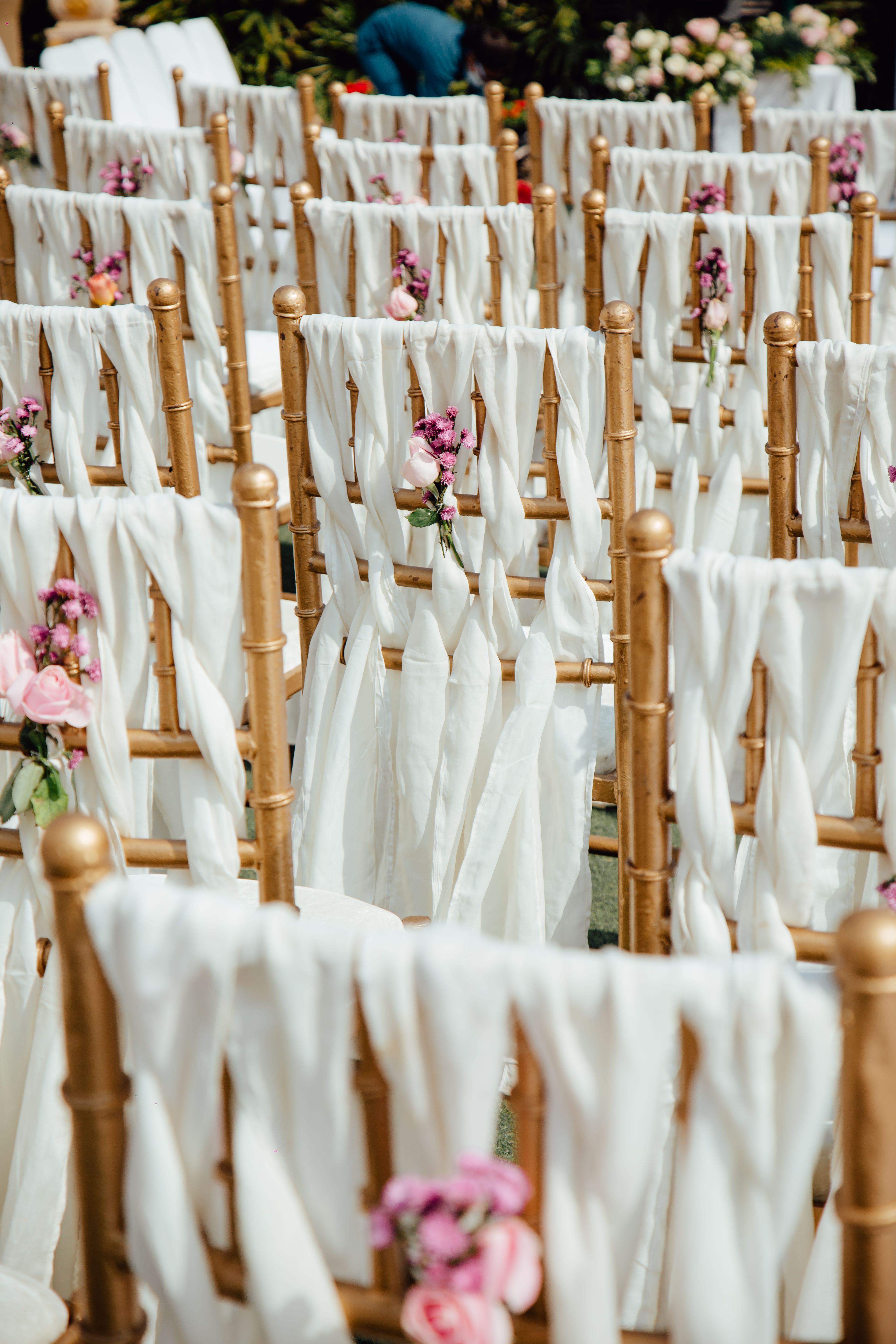 Elegant Outdoor Wedding Chair Decor with Flowers · Free Stock Photo