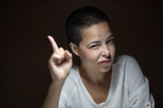 Woman in White Scoop-neck Shirt