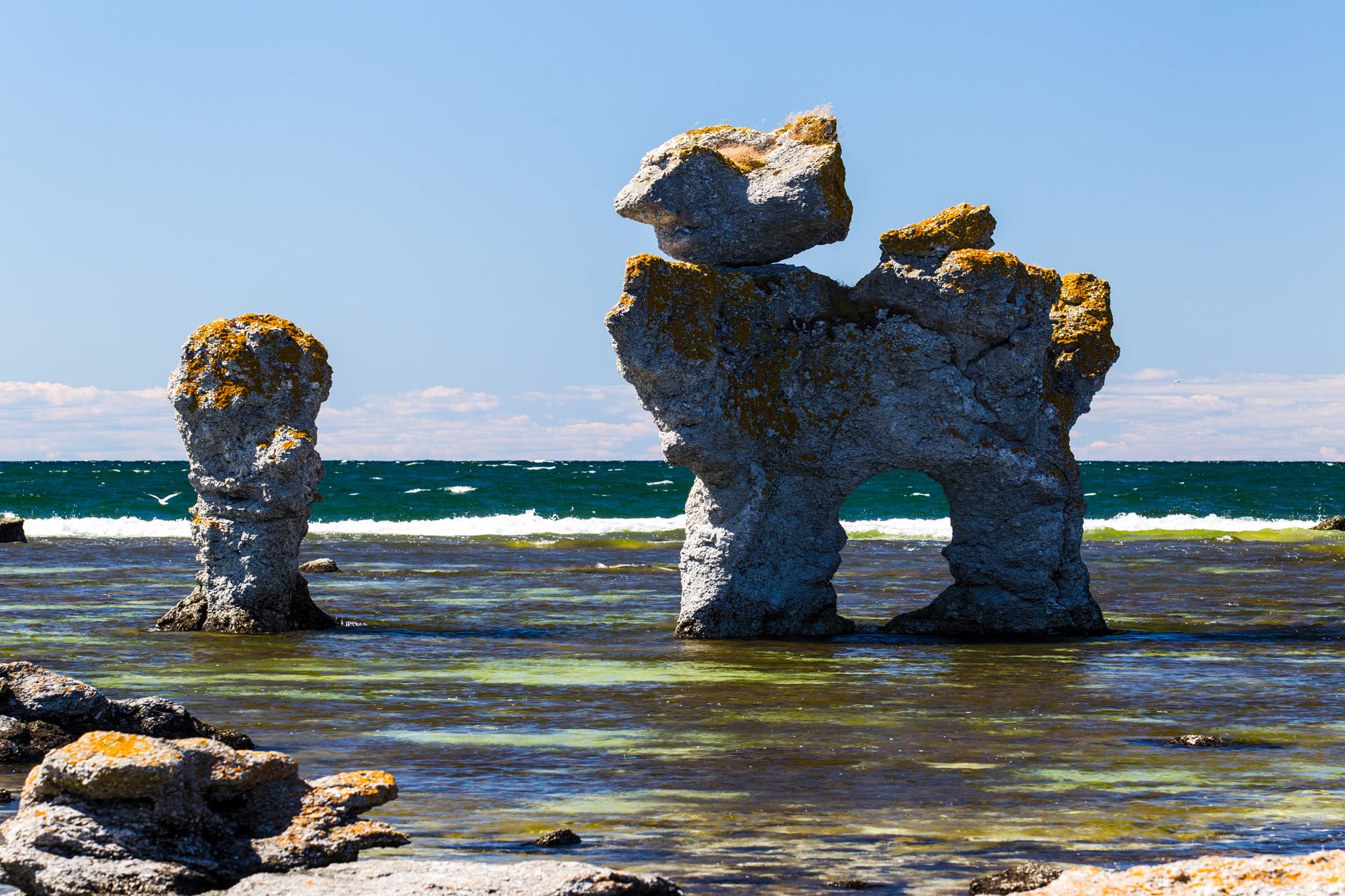 gotland sweden raukar sea stacks limestone beach cliffs coastal geology baltic