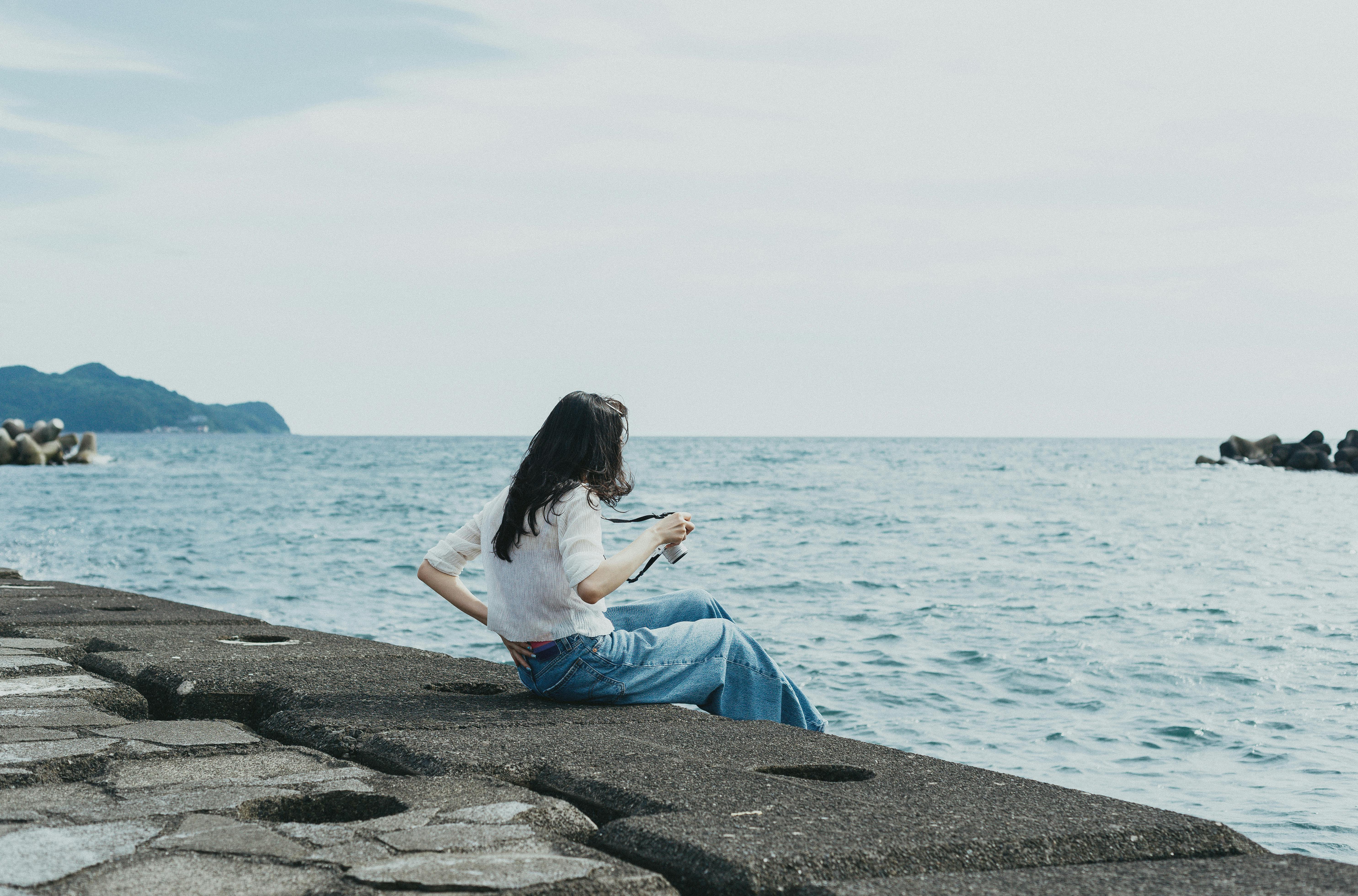 Serene moment by the sea at Nishi-Izu, capturing relaxation and tranquility.