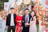 Joyful Family Gathering in Floral Setting