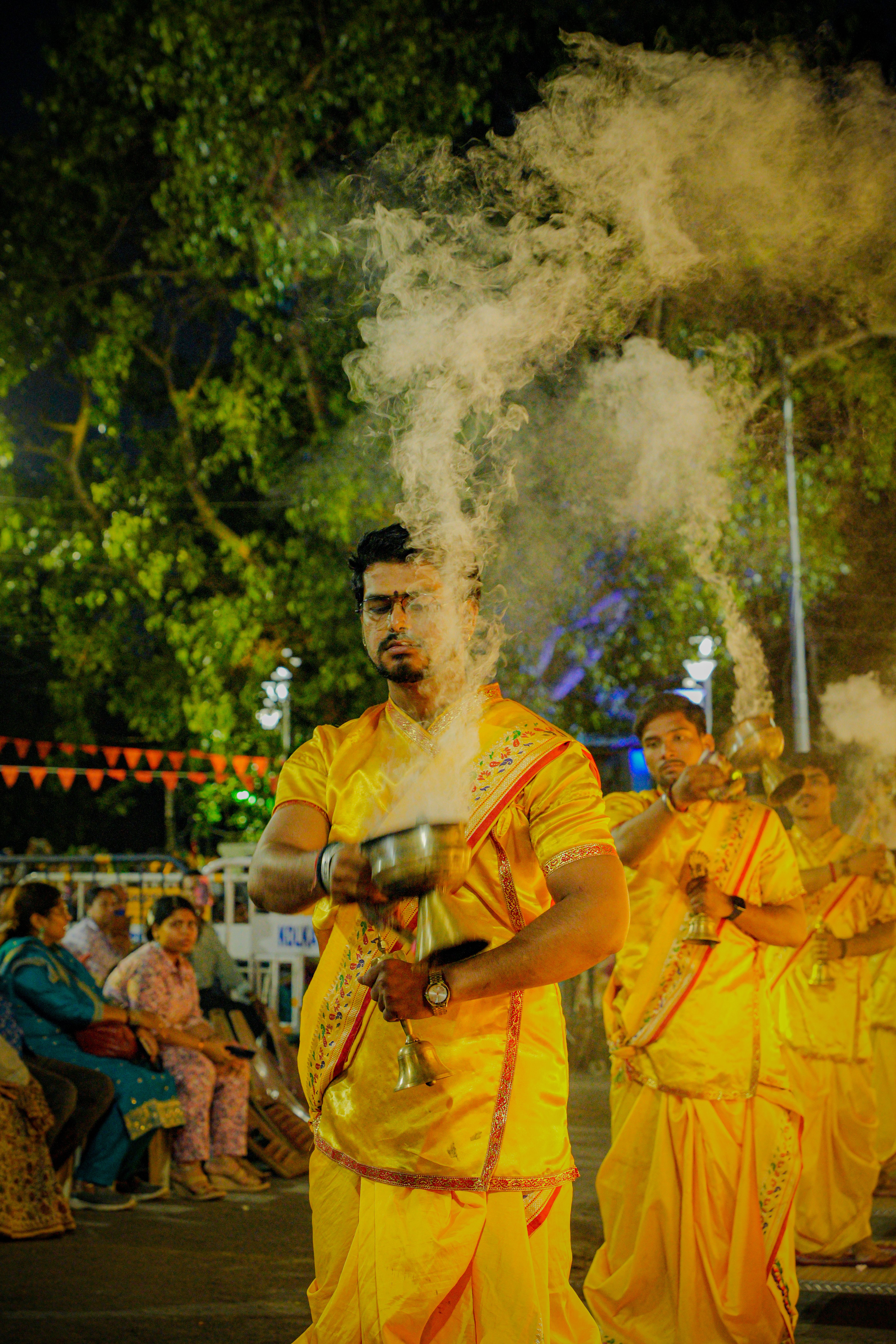 Traditional Hindu Ritual with Incense at Night · Free Stock Photo