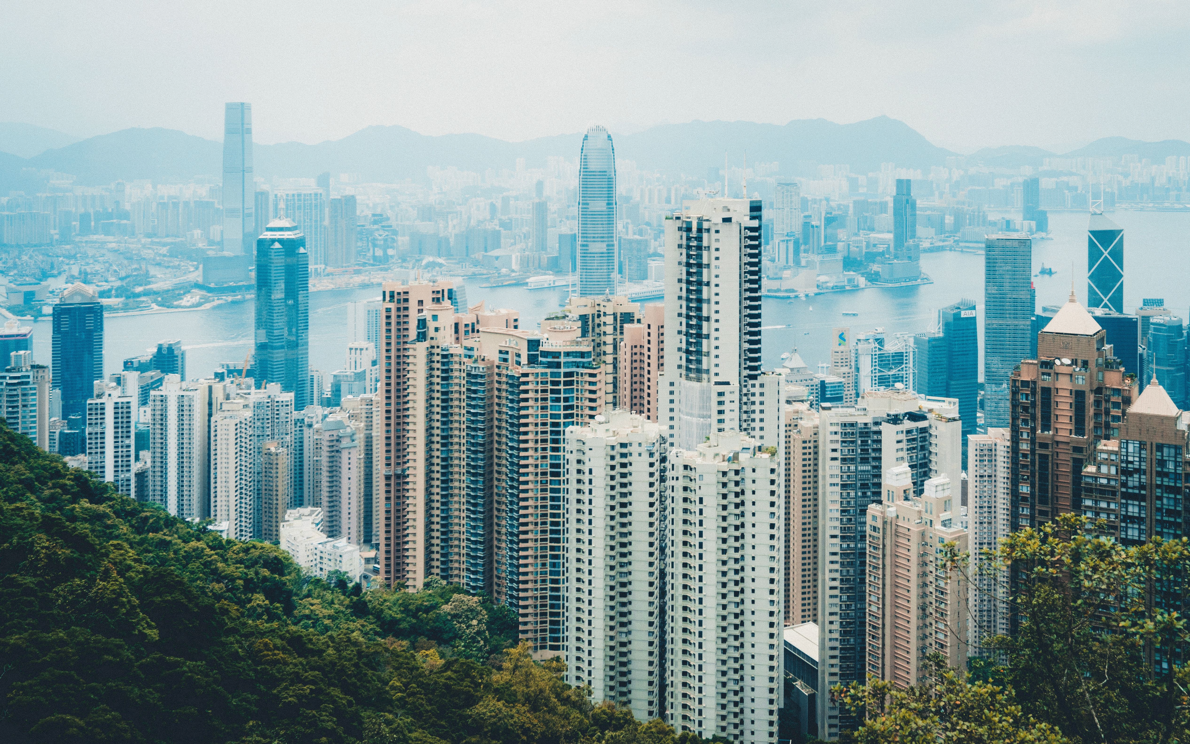 Panoramic View of Hong Kong Skyline from Victoria Peak · Free Stock Photo