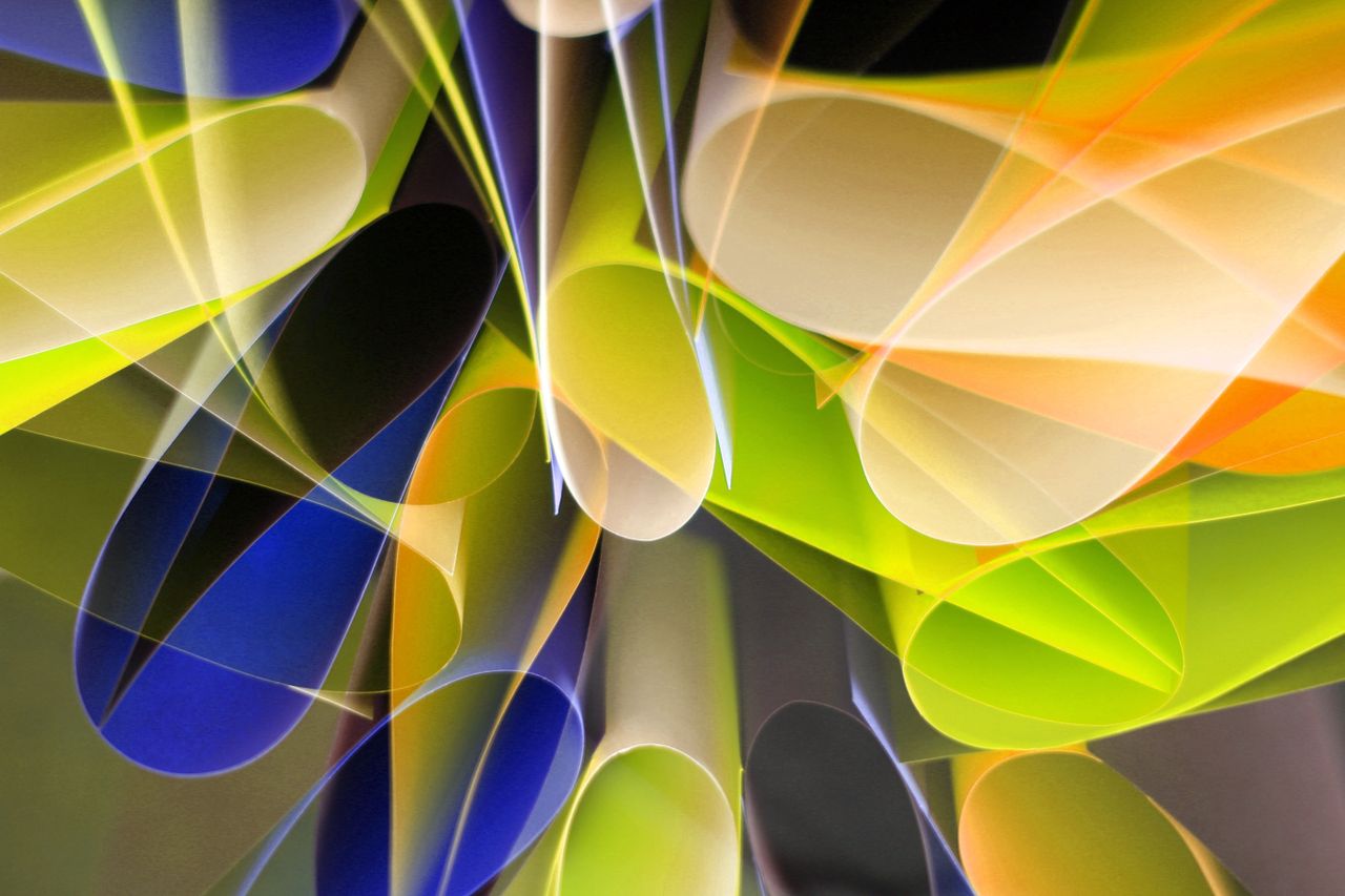 vibrant abstract art with folded colorful papers creating dynamic patt