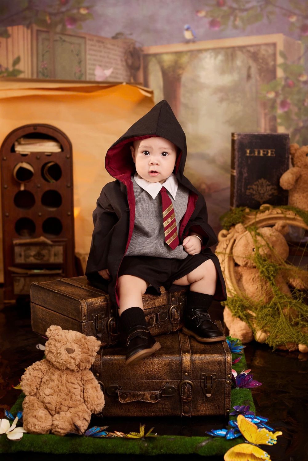 Infant Wizard Adorable Baby Dressed as Wizard Sitting on Props · Free Stock Photo