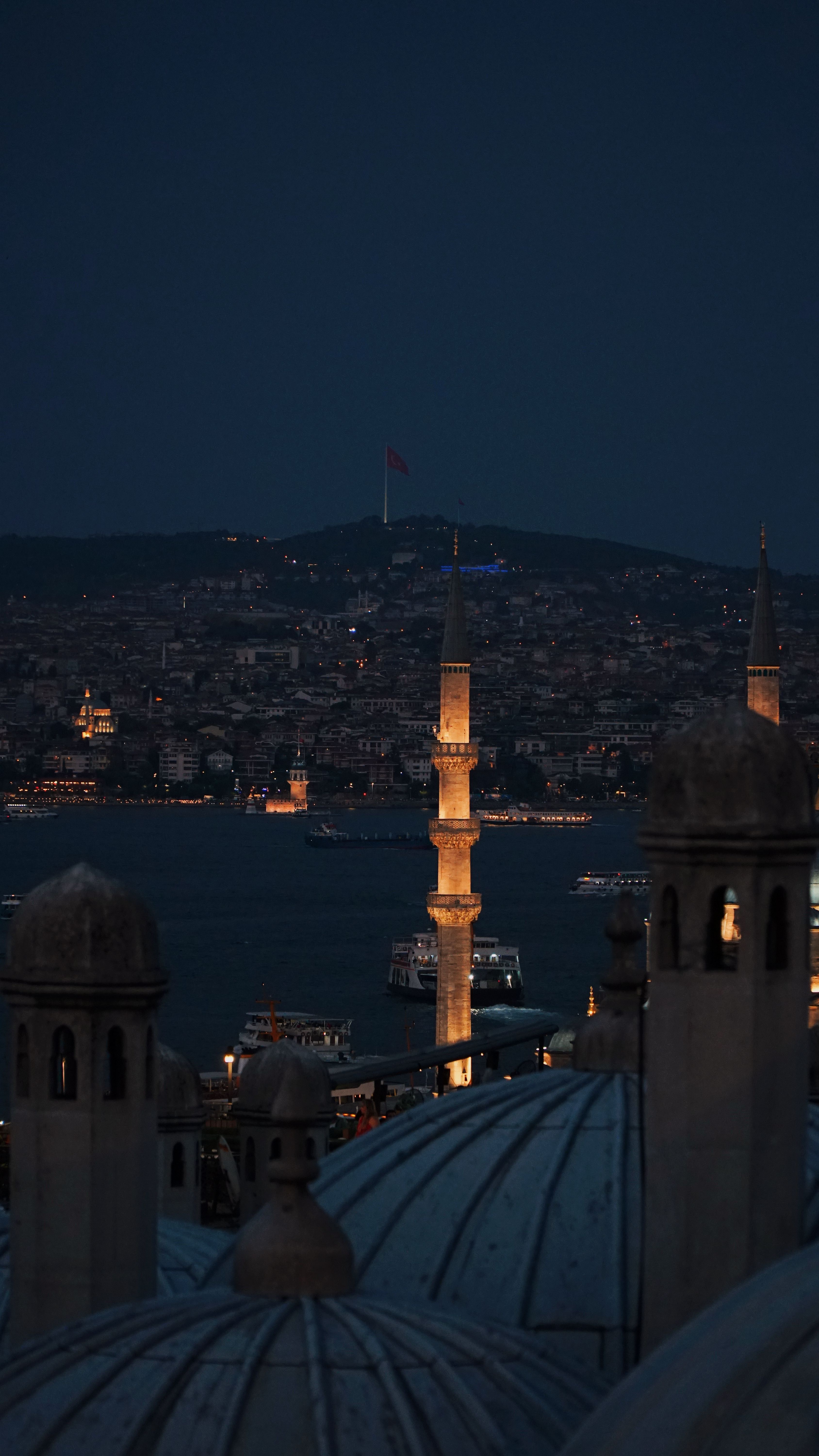 Skyline View of Istanbul's Iconic Architecture at Night · Free Stock Photo
