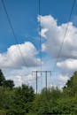 Power Lines in a Lush Green Landscape Setting
