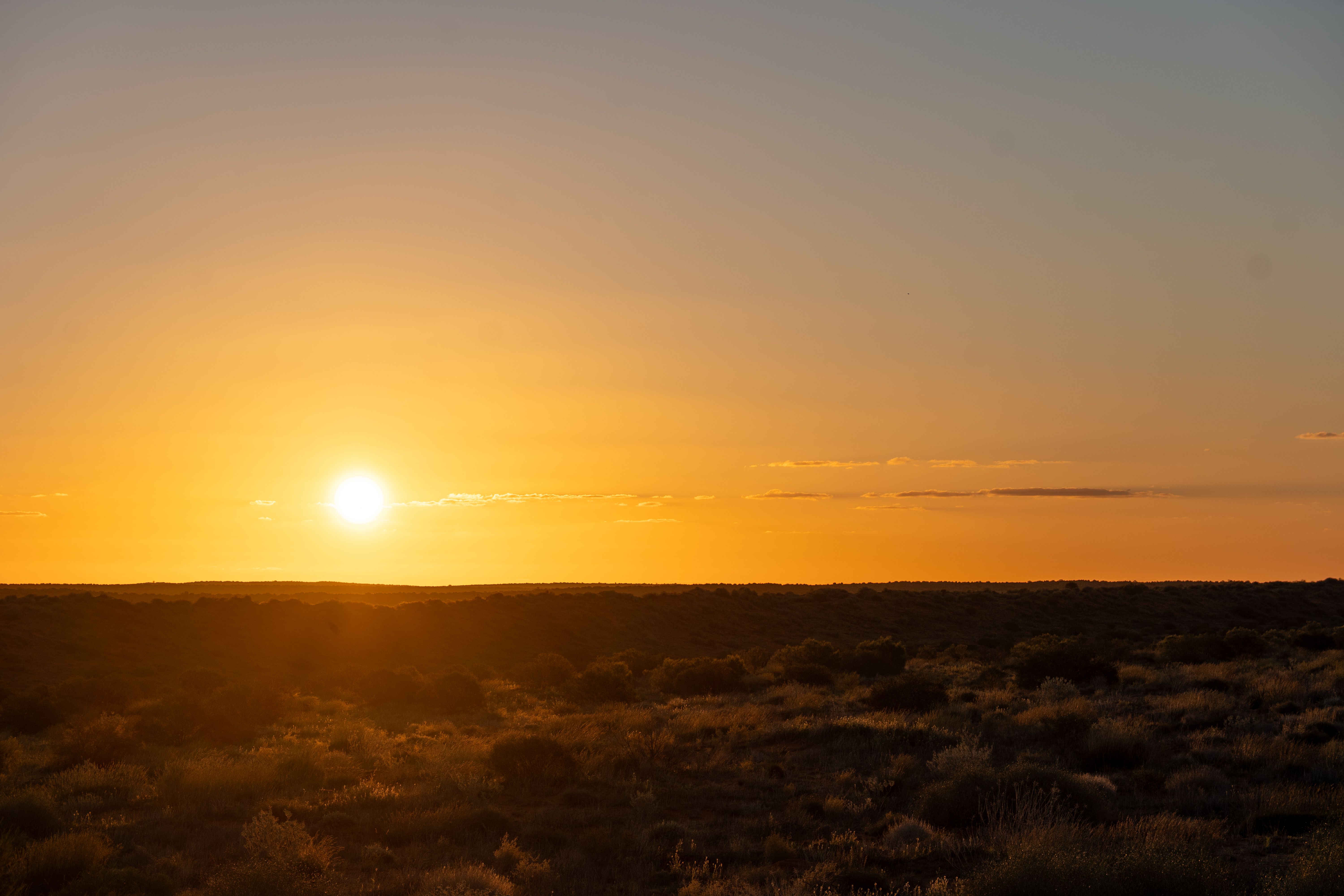 Beautiful Golden Sunset Over Desert Landscape · Free Stock Photo