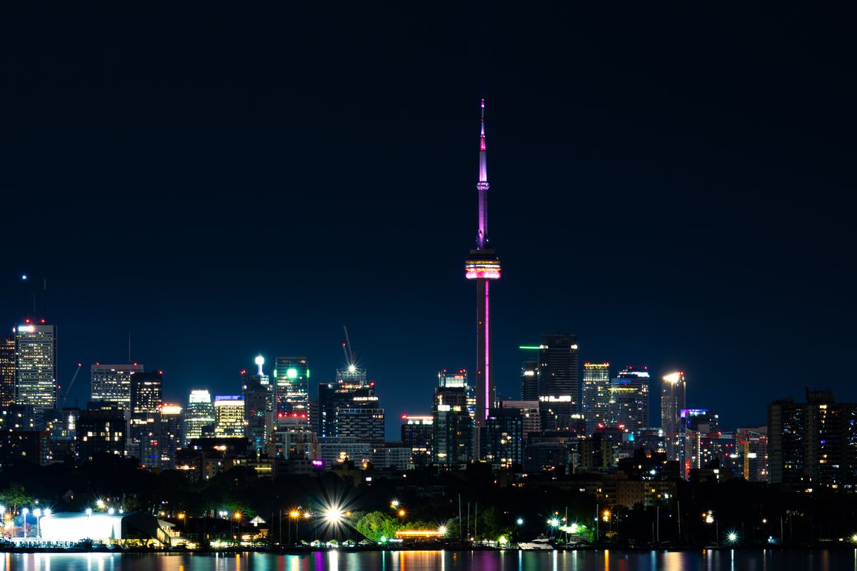Toronto Cityscape at Night with CN Tower · Free Stock Photo