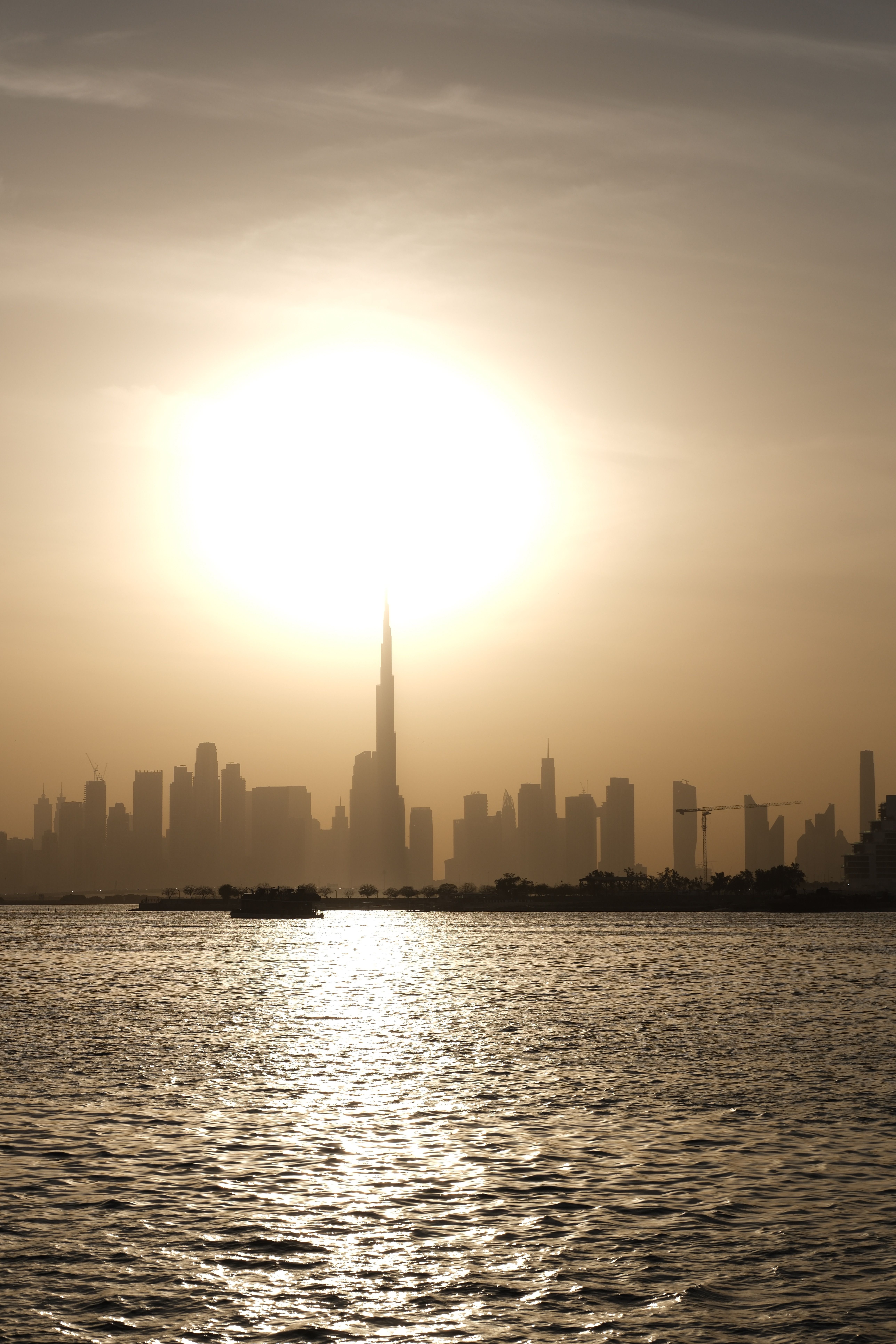 Sunset over Dubai Skyline with Burj Khalifa