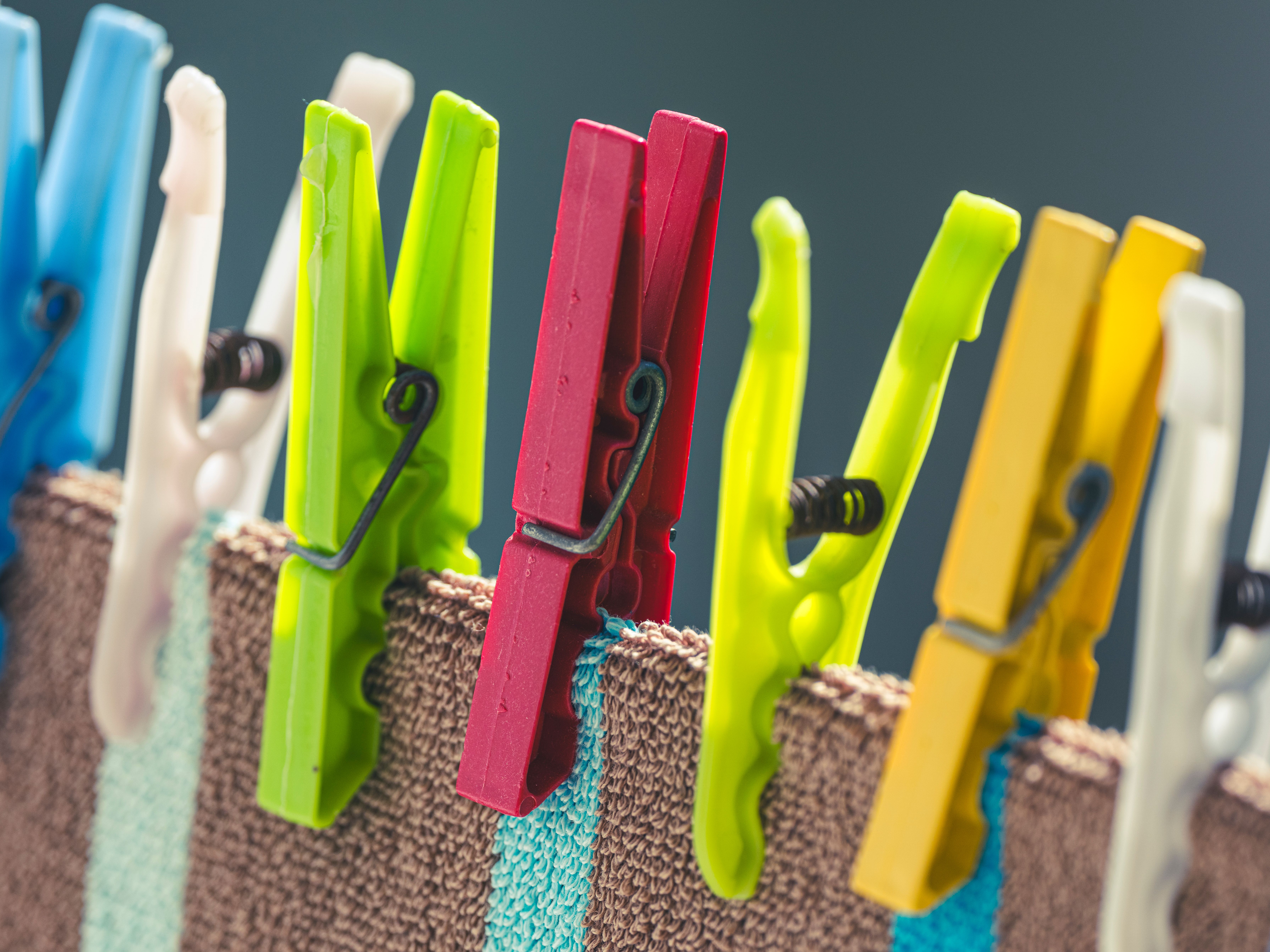 Colorful Clothespins on Laundry Line in Close-Up · Free Stock Photo