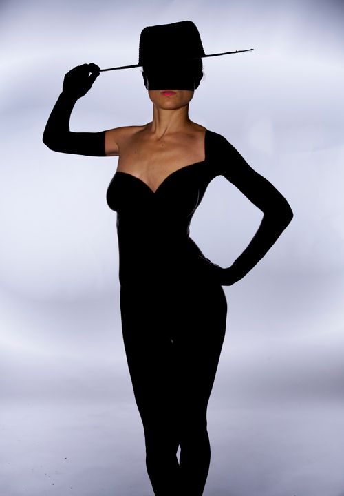 Free Artistic silhouette of a woman in glamorous pose wearing a hat, emphasizing elegance and mystery. Stock Photo