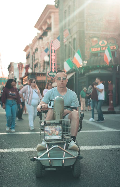 Free Man Riding the Cart Stock Photo