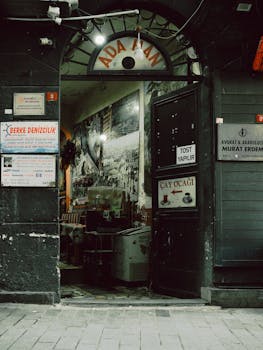 Rustic entrance of Ada Han in Istanbul, capturing the essence of local Turkish culture.