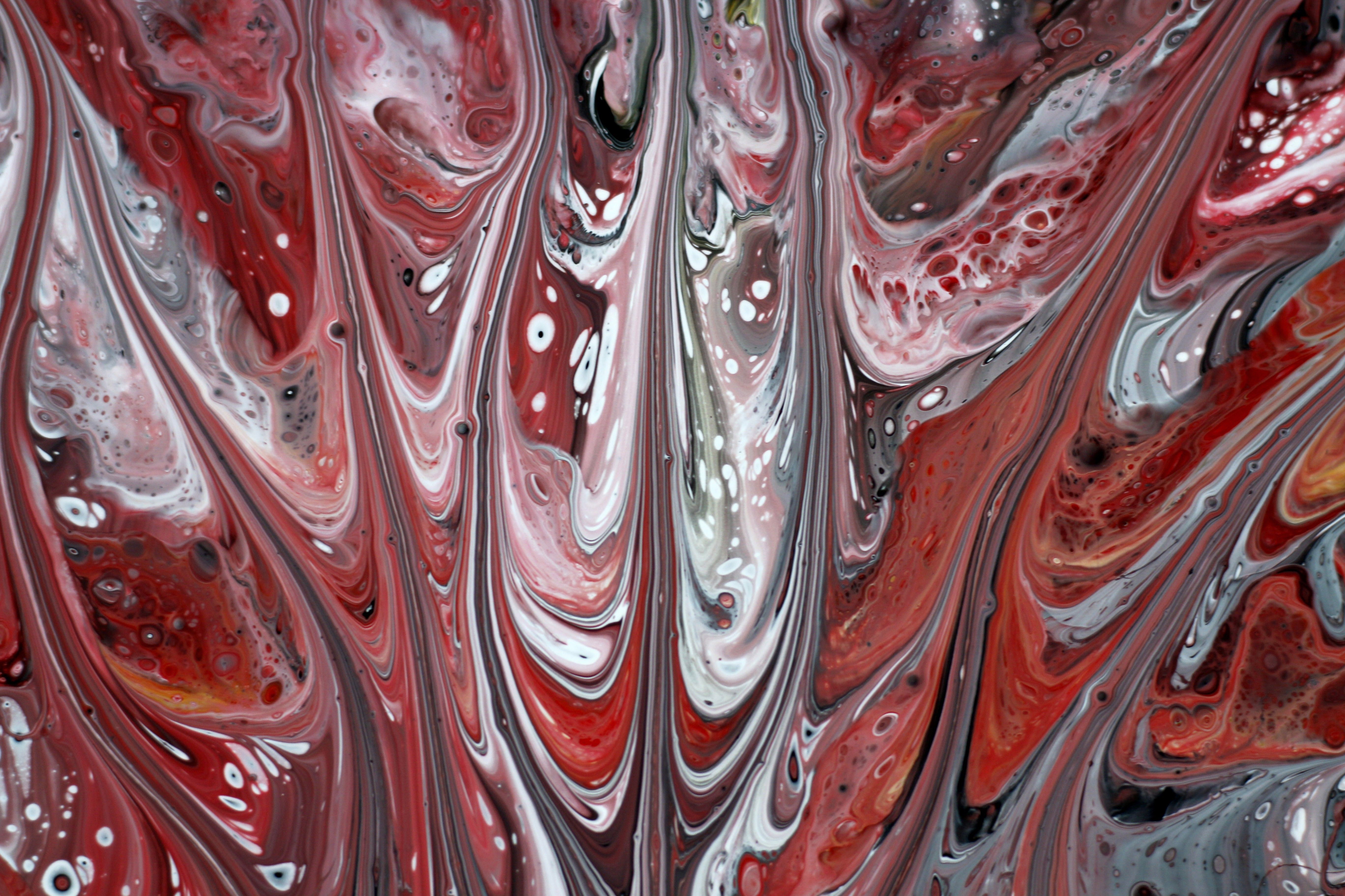 Abstract Fluid Art with Red and White Swirls · Free Stock Photo