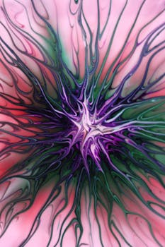 Dynamic abstract fluid art featuring vibrant colors creating a mesmerizing pattern.
