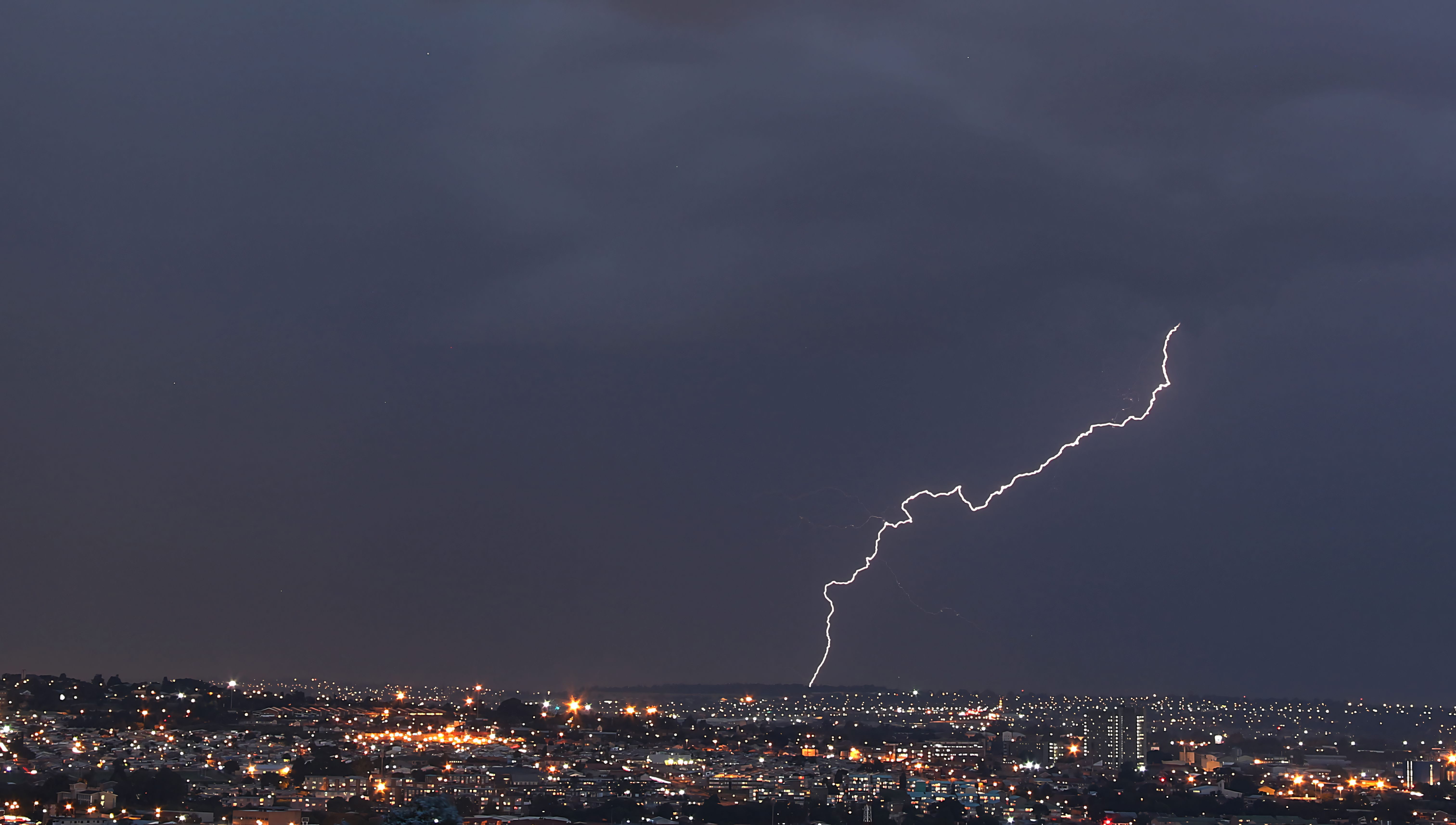 Dramatic Lightning Strike Over Johannesburg at Night · Free Stock Photo