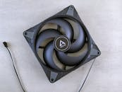 Black Arctic Computer Fan on Grey Background