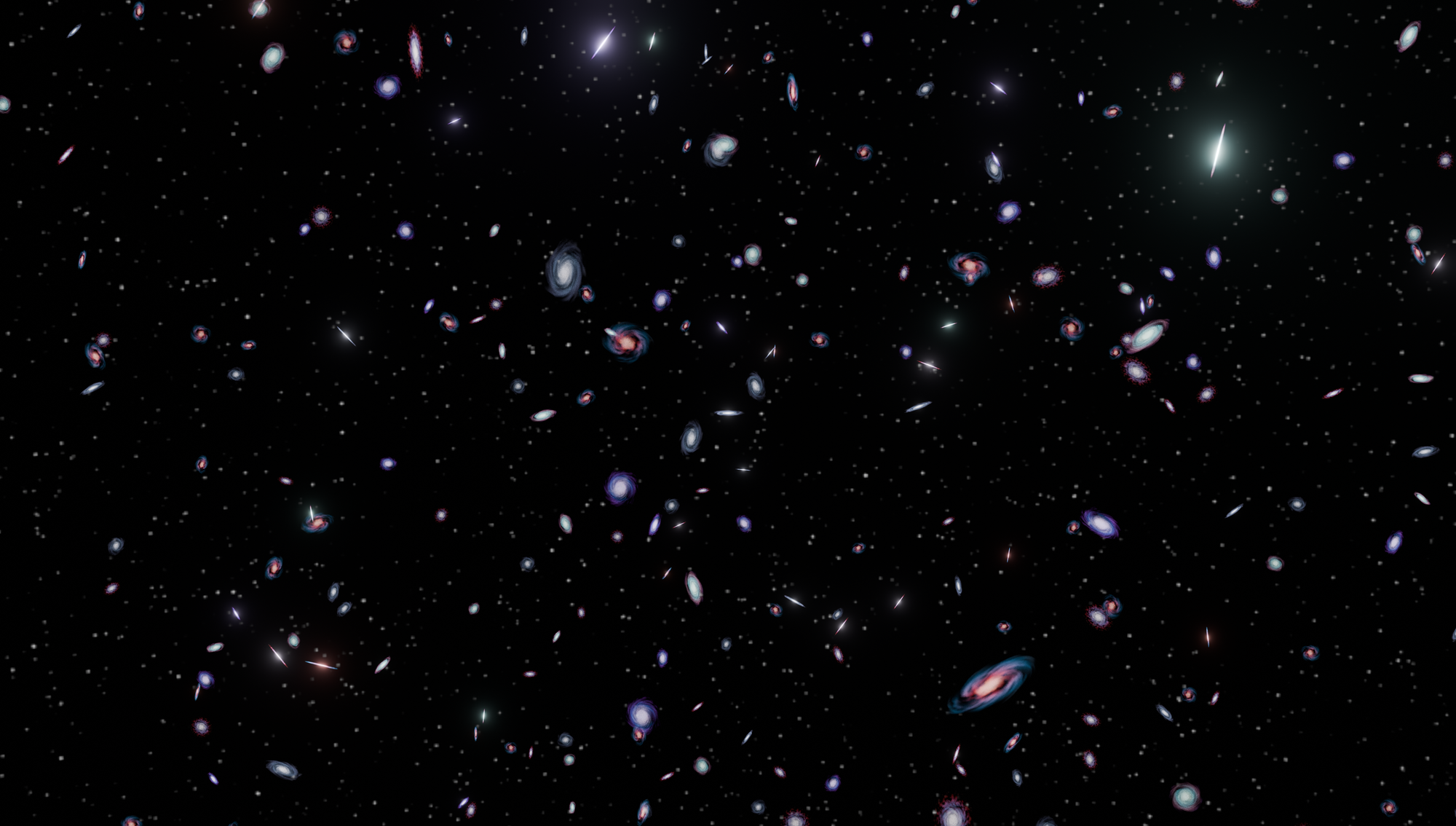 A captivating view of numerous galaxies scattered across the universe, showcasing the vastness of space.