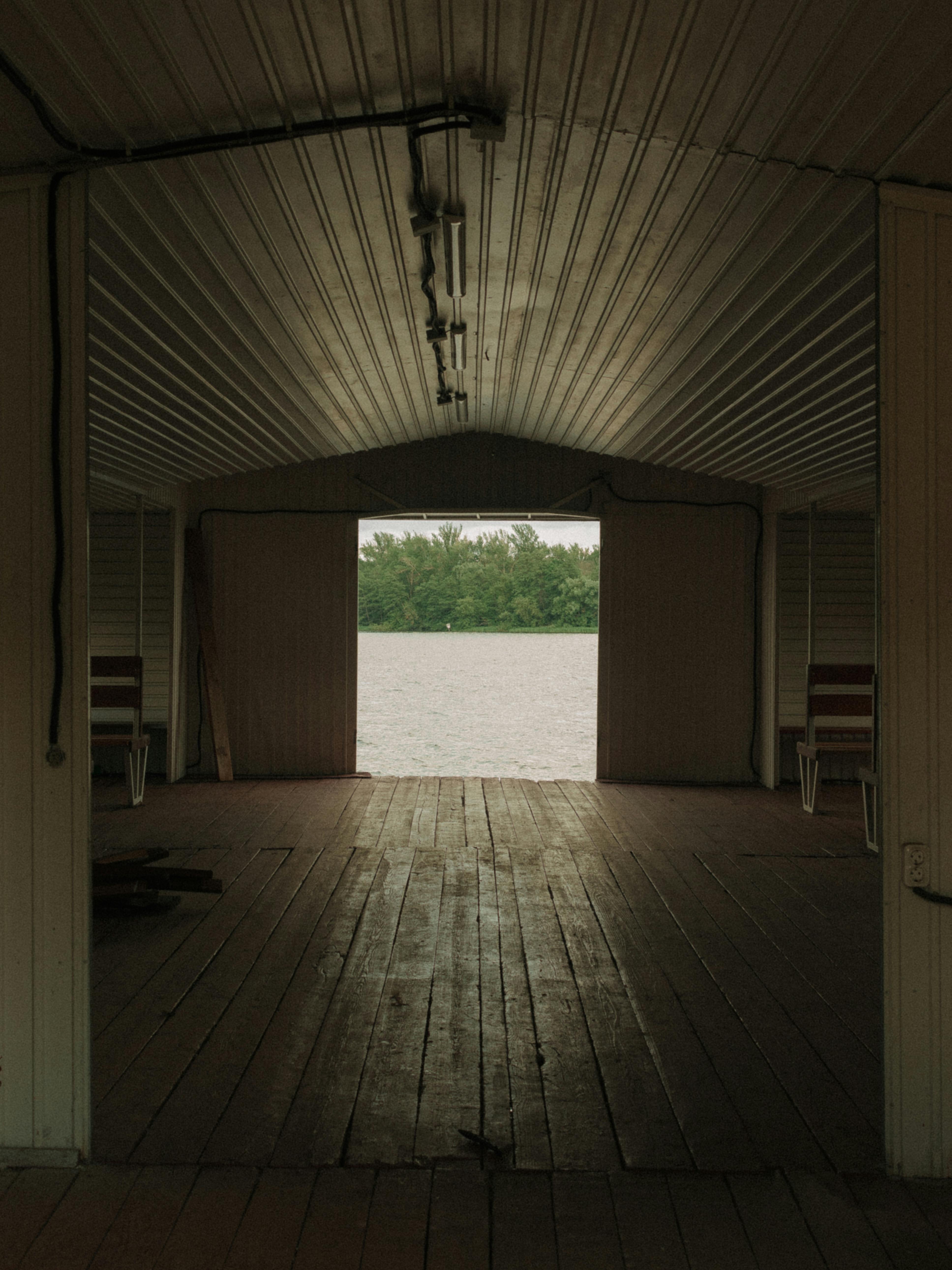 Boathouse Overlooking Serene Lake