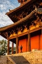 Sunset View of Historic Wooden Pagoda in China