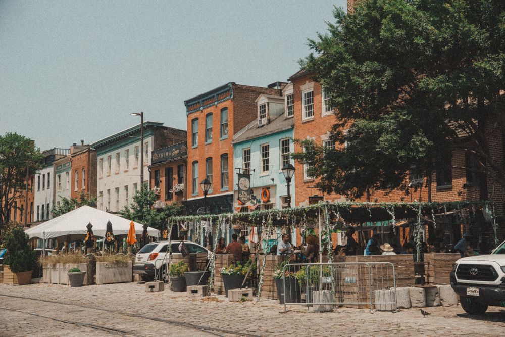 Fells Point street and buildings in Baltimore