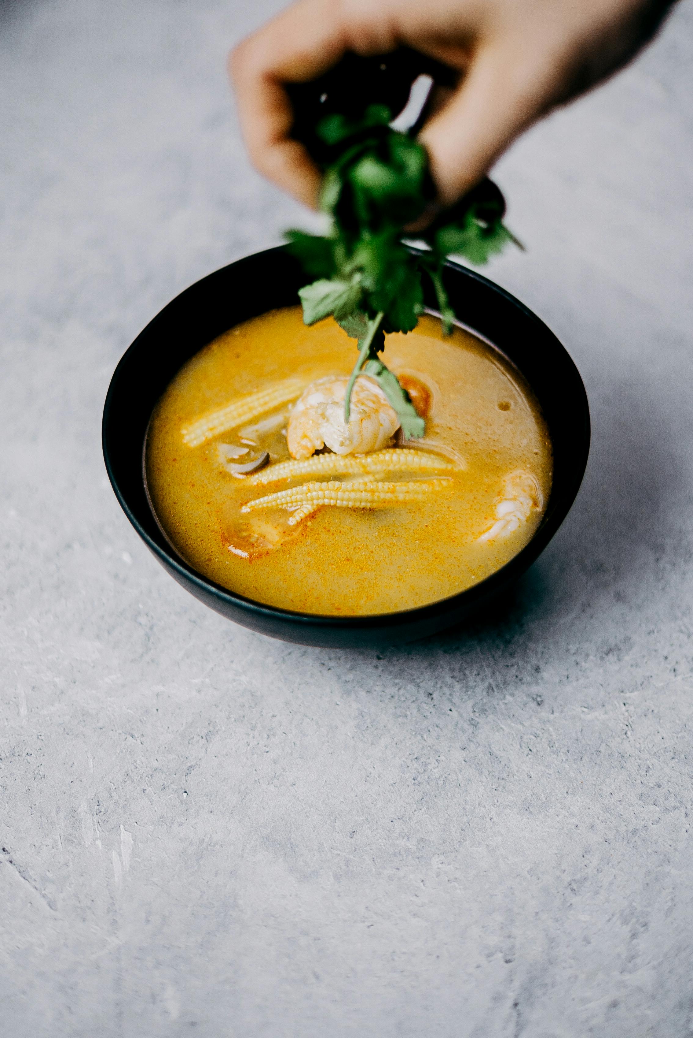 Soup in A Black Bowl \u00b7 Free Stock Photo