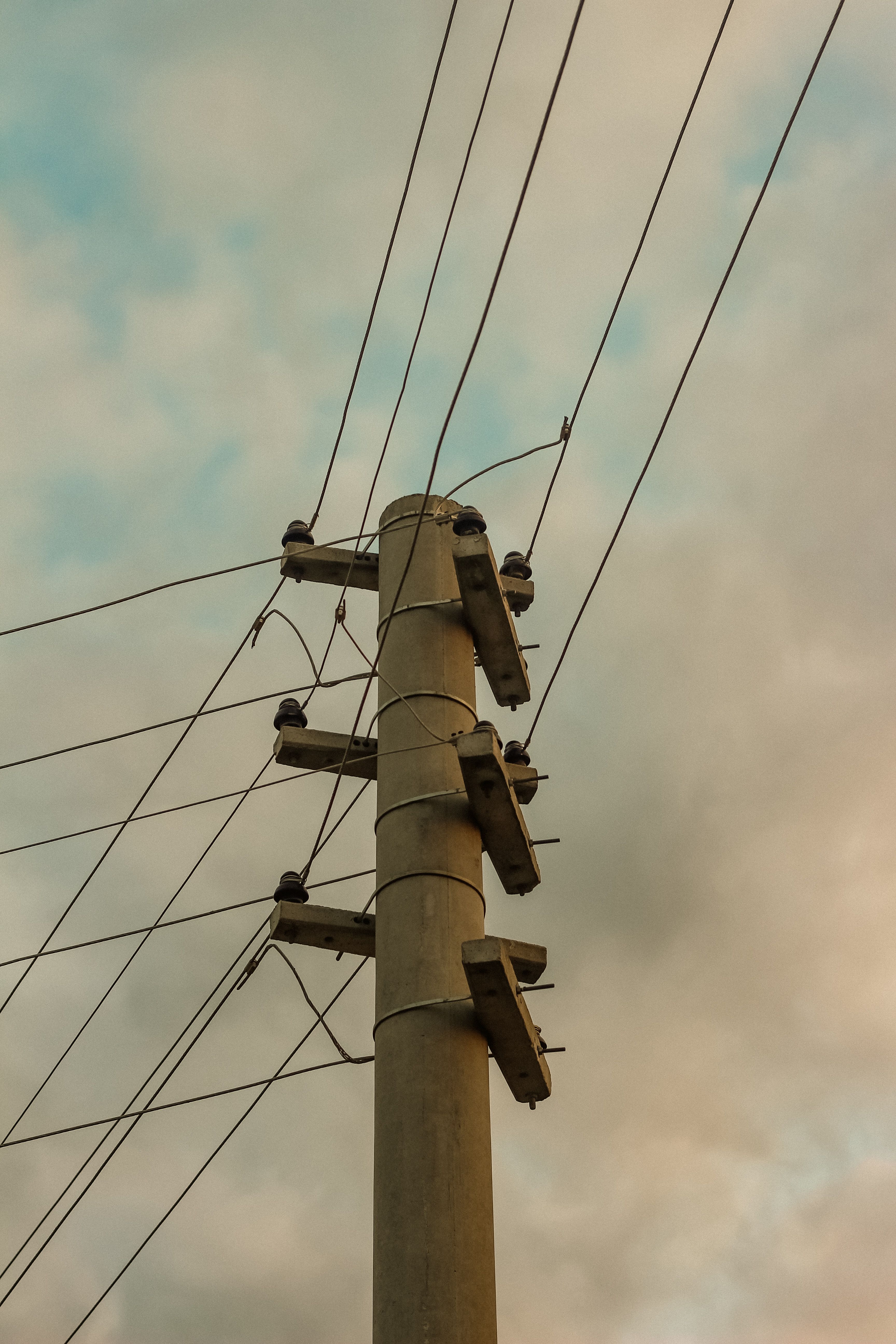 Electric Power Lines Against a Cloudy Sky · Free Stock Photo