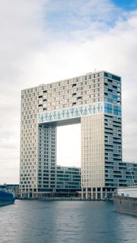 Striking contemporary architecture in Amsterdam with a unique window-like design.