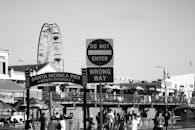 Santa Monica Pier Black and White Scene