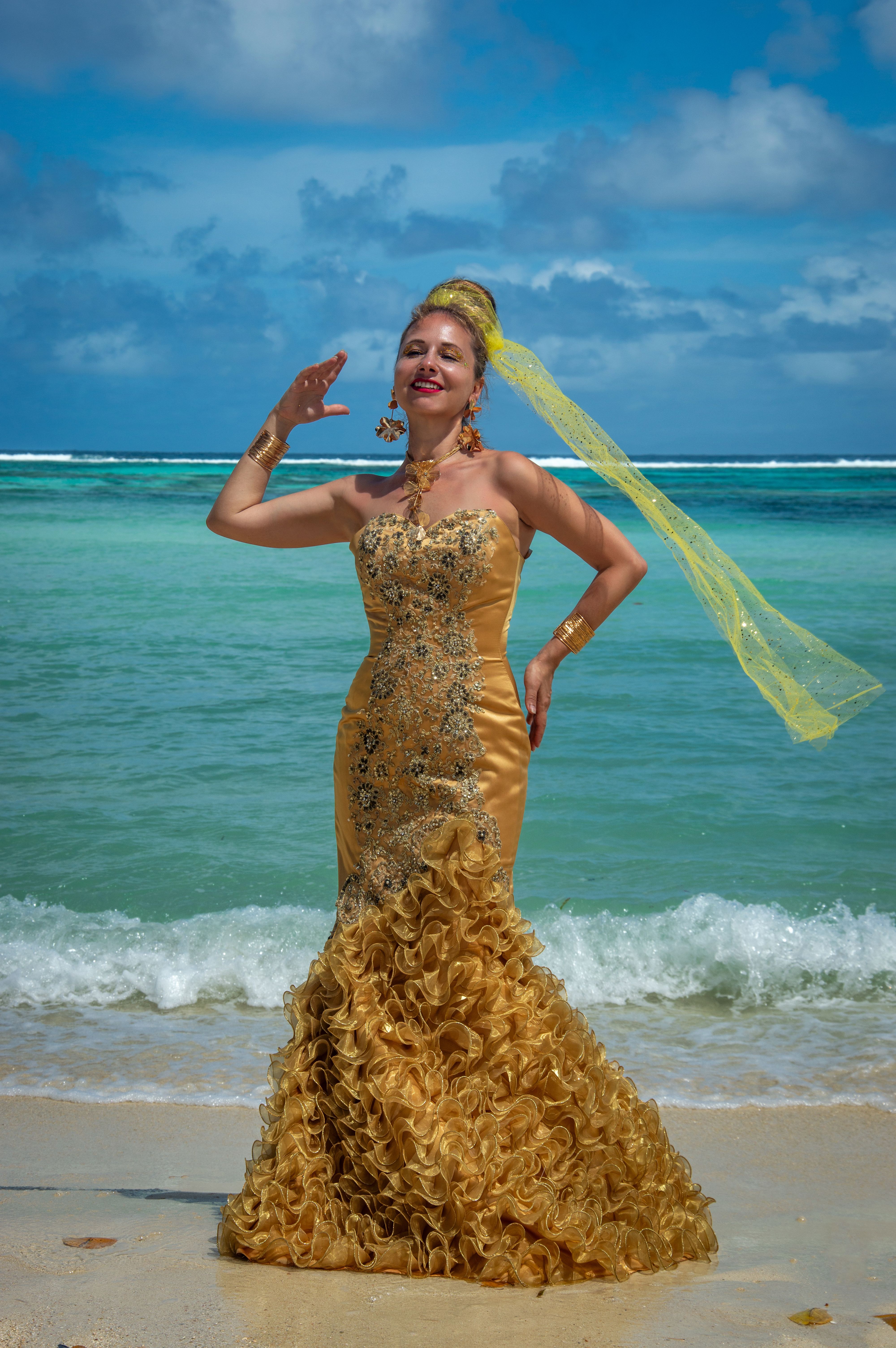 gold dress beach Gold Divina Dress Beach Cover Up Dresses – Dolcessa Swimwear main image 0