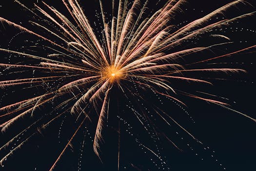 Captivating display of fireworks lighting up the night sky with vibrant colors and radiant patterns.