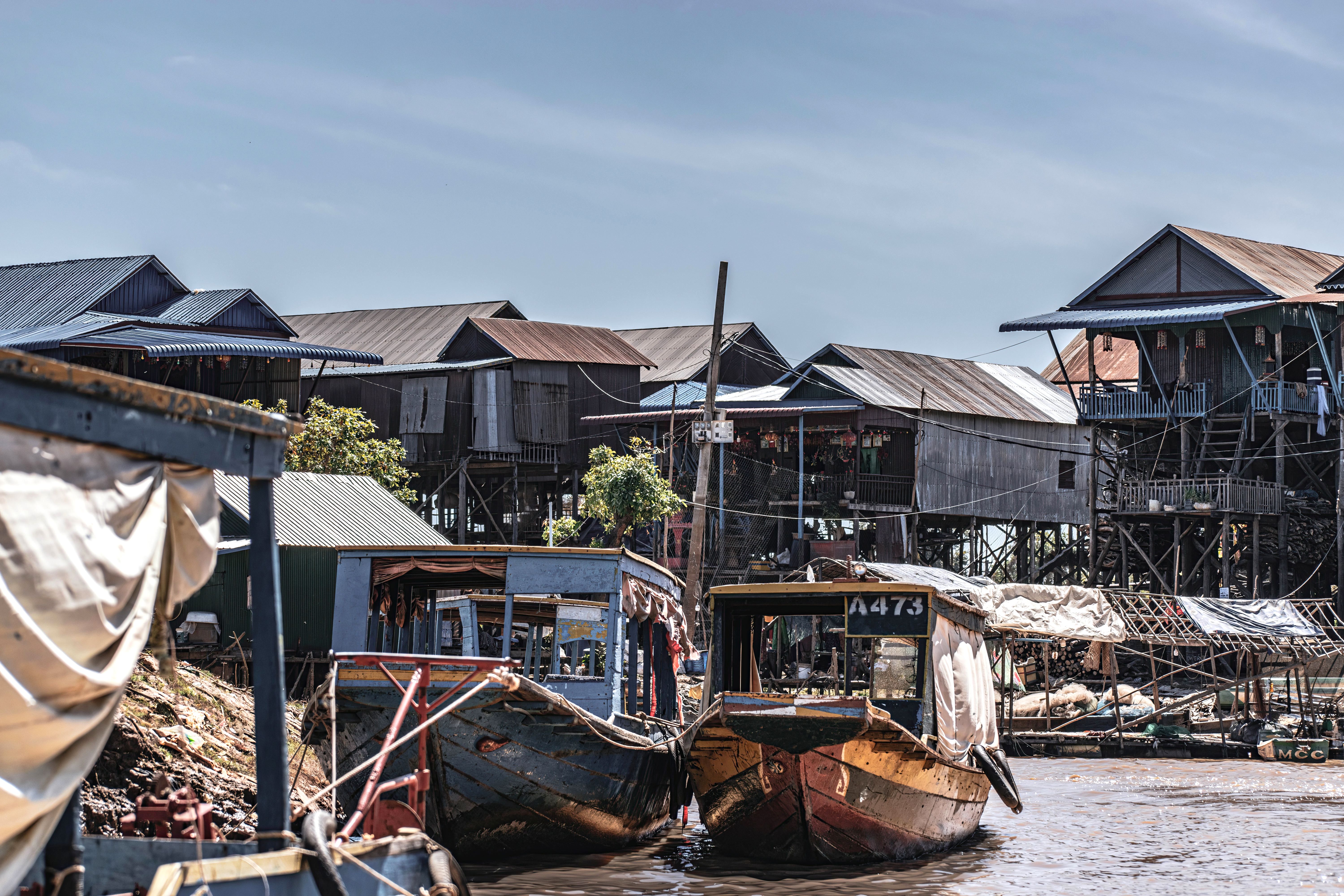 Traditional stilt houses of Kampong Ayer water village over Brunei River
