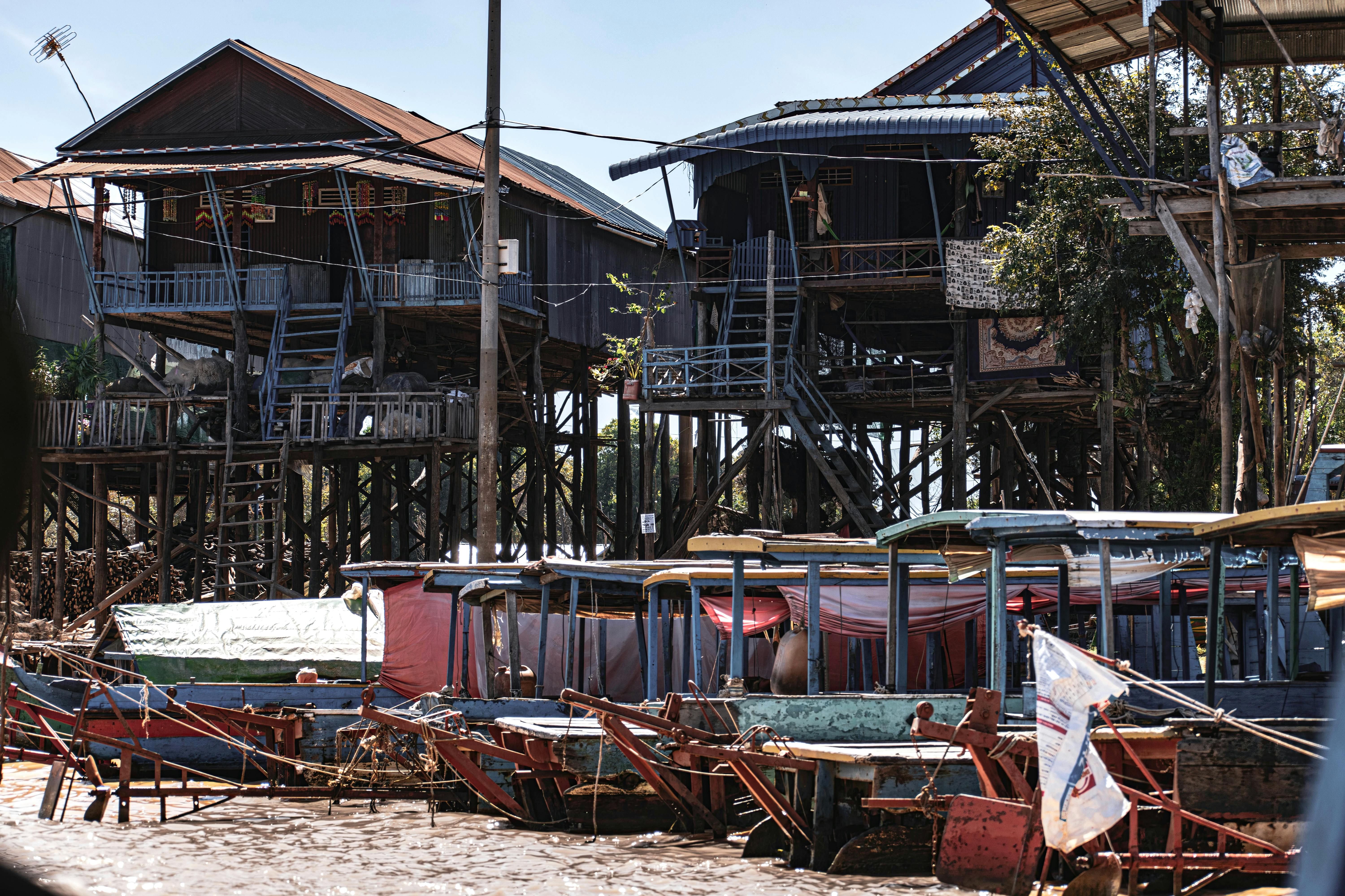 Traditional stilt houses of Kampong Ayer water village over Brunei River