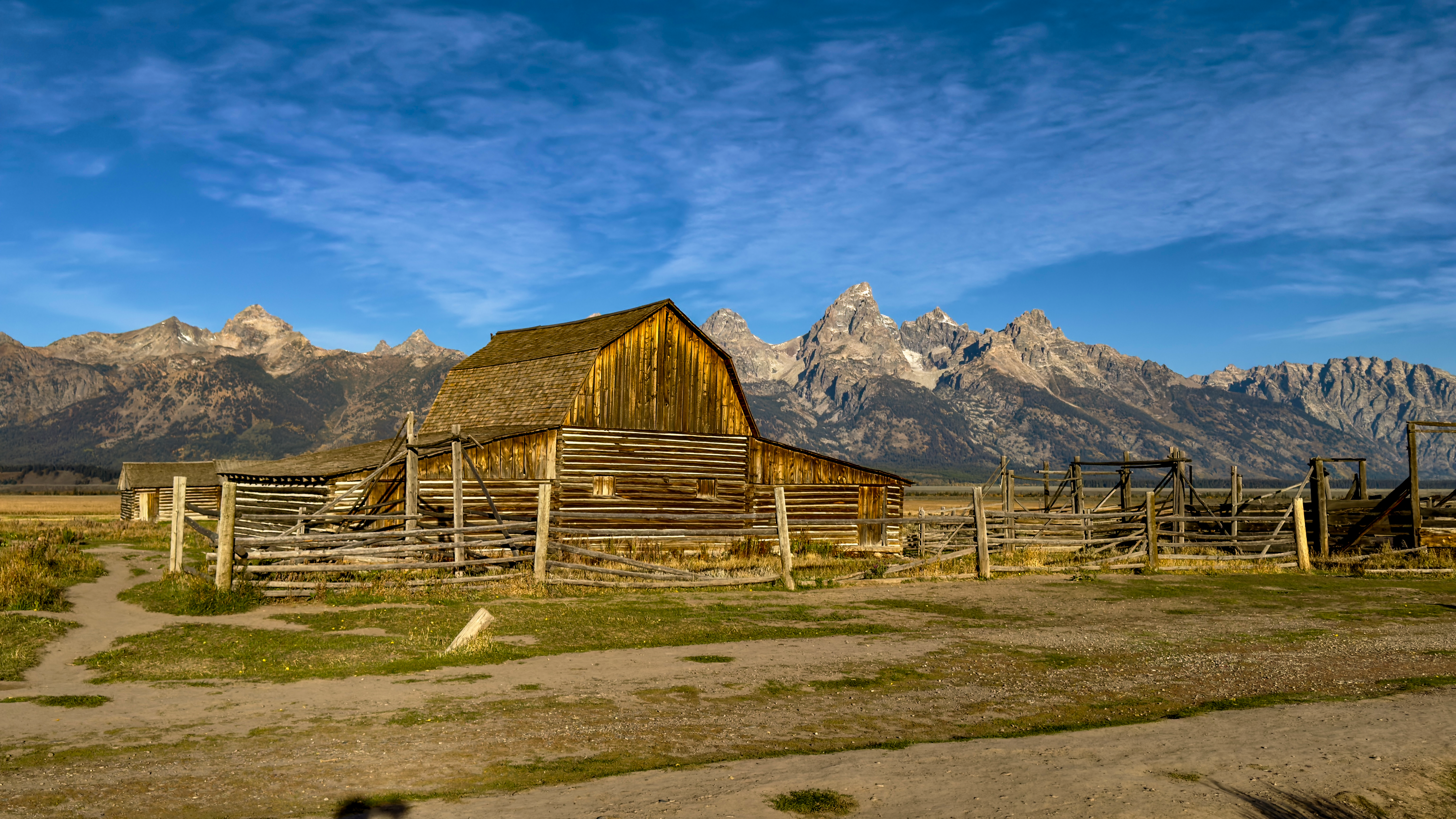 Historic Mormon Row barn with the Tetons behind