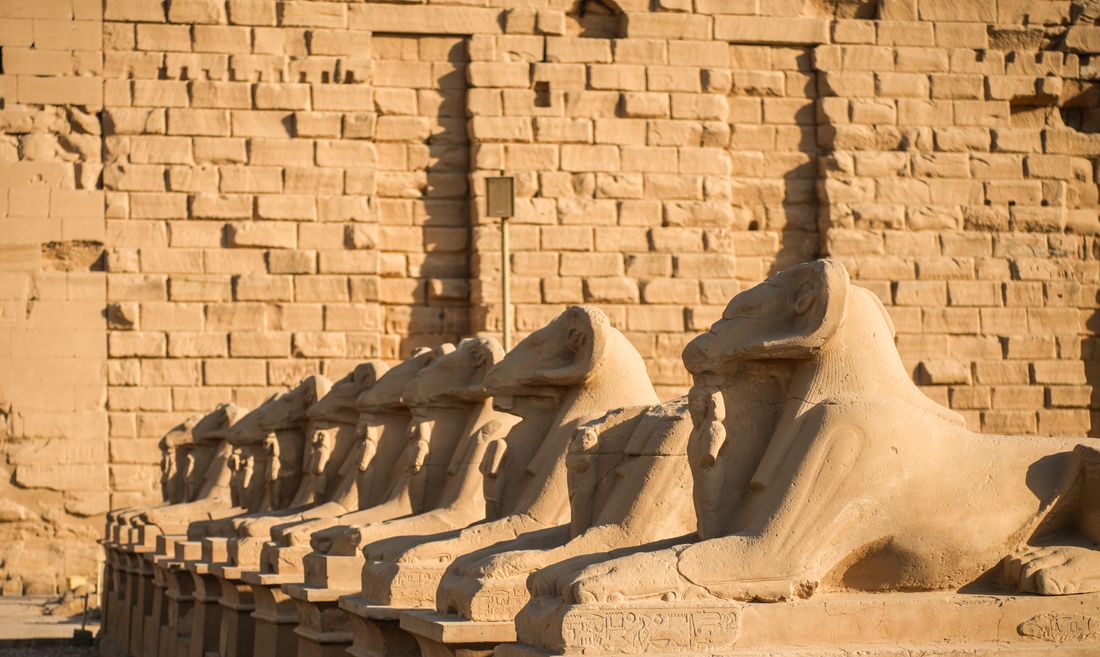 The mortuary temple of Hatshepsut cut into the cliffs at Deir el-Bahari