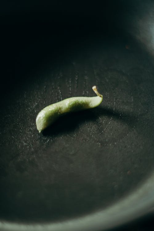 Haricots Verts Sur Surface Noire