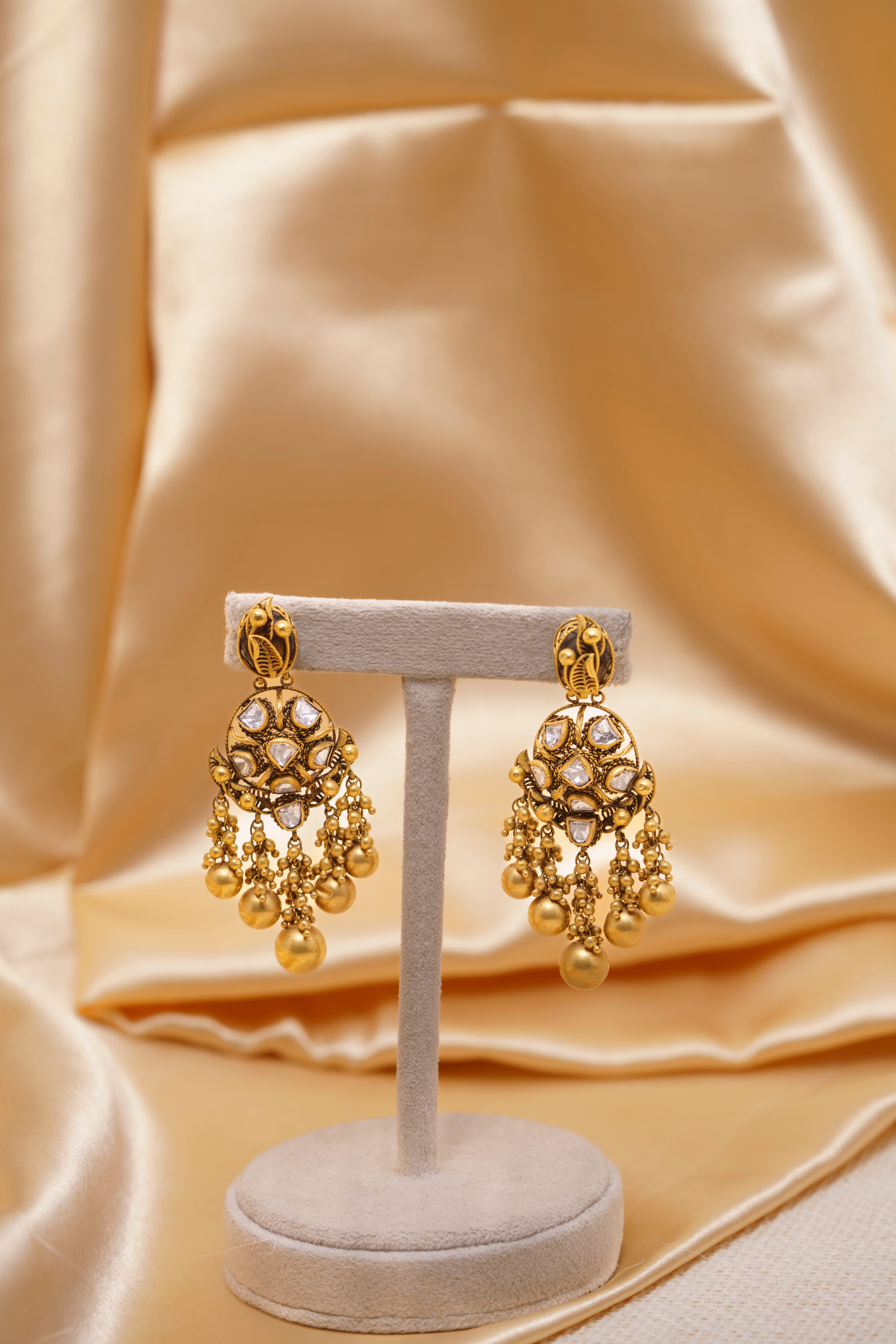 Gold bead earrings handmade